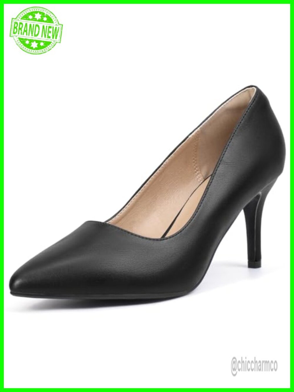 Closed Toe Stiletto Heels Pumps 3 Inch High Heels Pointed Toe Dress Shoes